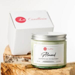 Sojas vaska svece Almond burciņā ar smaržeļļām